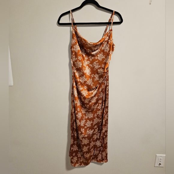Rust Floral Slip Dress - Picture 1 of 8